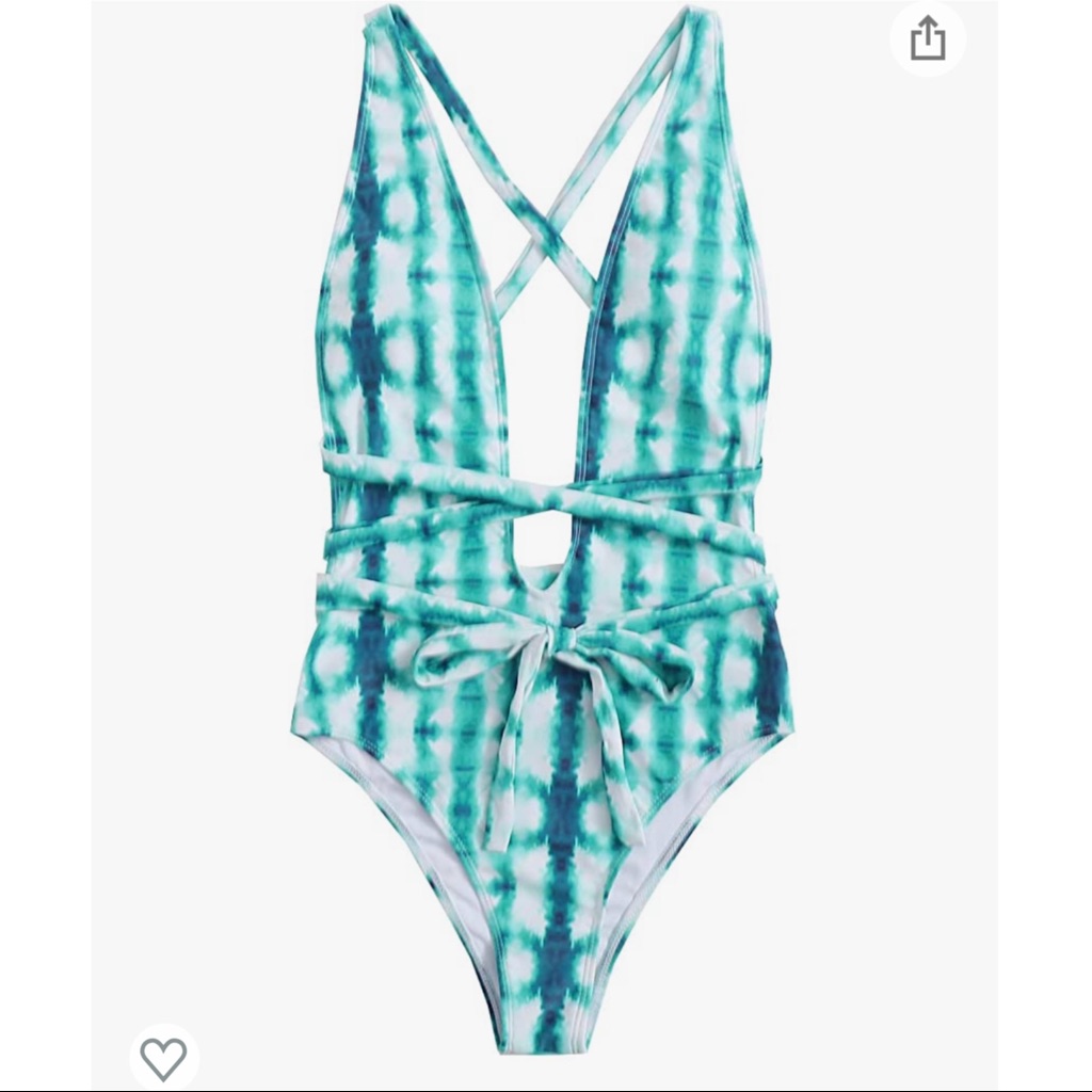 Blue Tie-Dye One Piece Criss Cross Tie Swimsuit (Nwt)